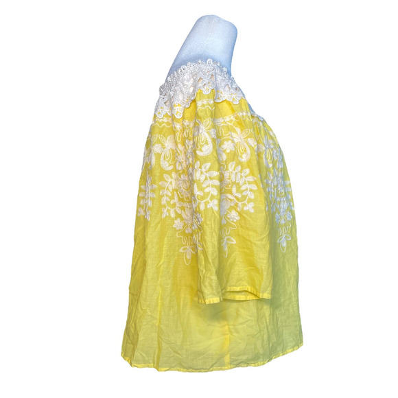 Flying Tomato Off the Shoulder Sunshine Yellow Embroidered Blouse Womens Size M - Picture 4 of 7